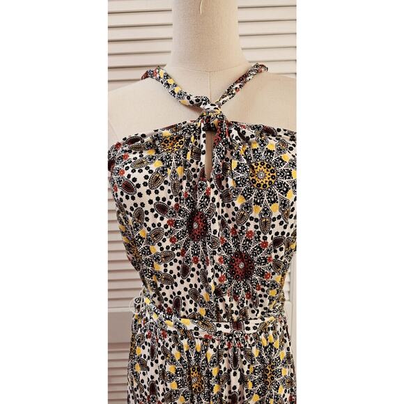 Loft BEACH Halter Maxi Dress Bold Paisley Floral Soft Jersey Stretch - Small 4 6 - Picture 2 of 5